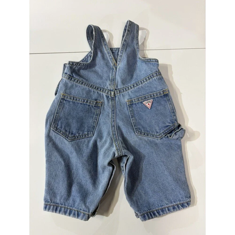 90’s Vintage Blue Denim Guess Overalls Made In USA Size 3m
